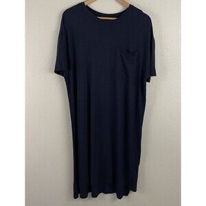 Daily Ritual Womens L Navy Blue Jersey Pocket T Shirt Dress